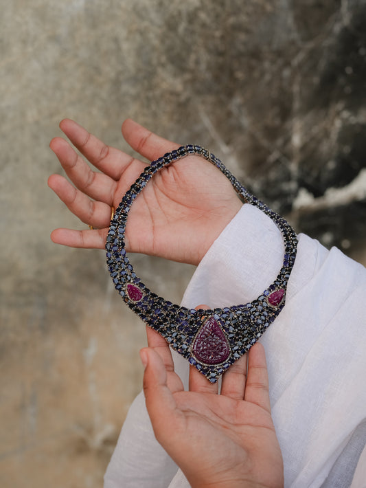 "Exquisite 925 Silver Diamond Necklace Set"