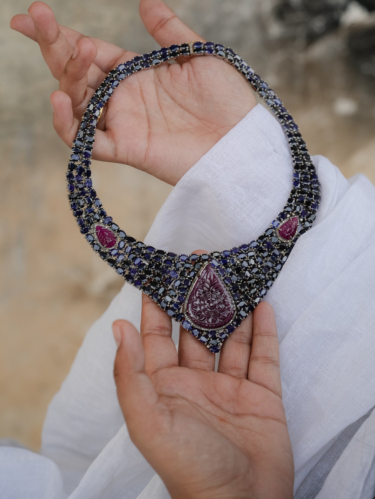 "Exquisite 925 Silver Diamond Necklace Set"