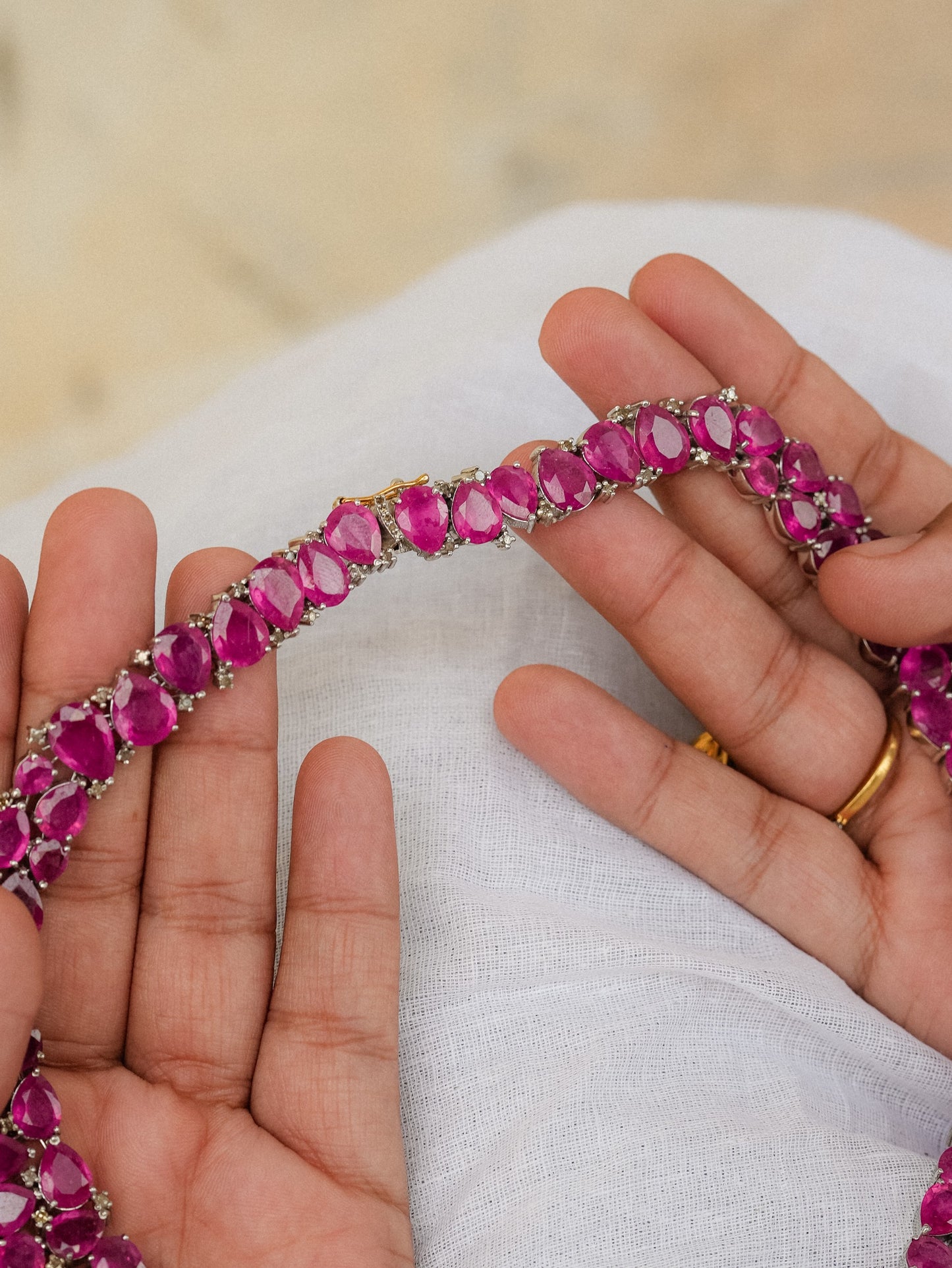 Handmade Ruby & Diamond Necklace Set