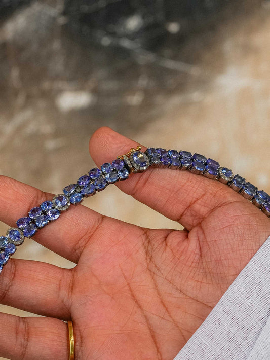 "925 Silver Ruby & Tanzanite Diamond Custom Necklace"