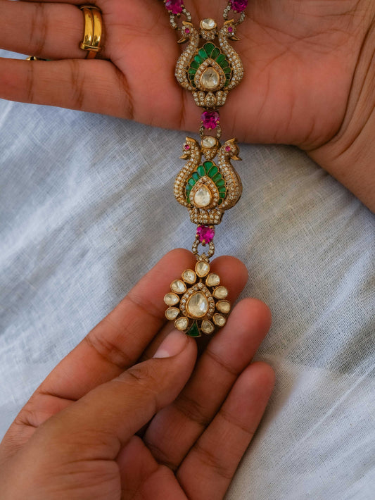 "925 Silver Moissanite Peacock Design Necklace"