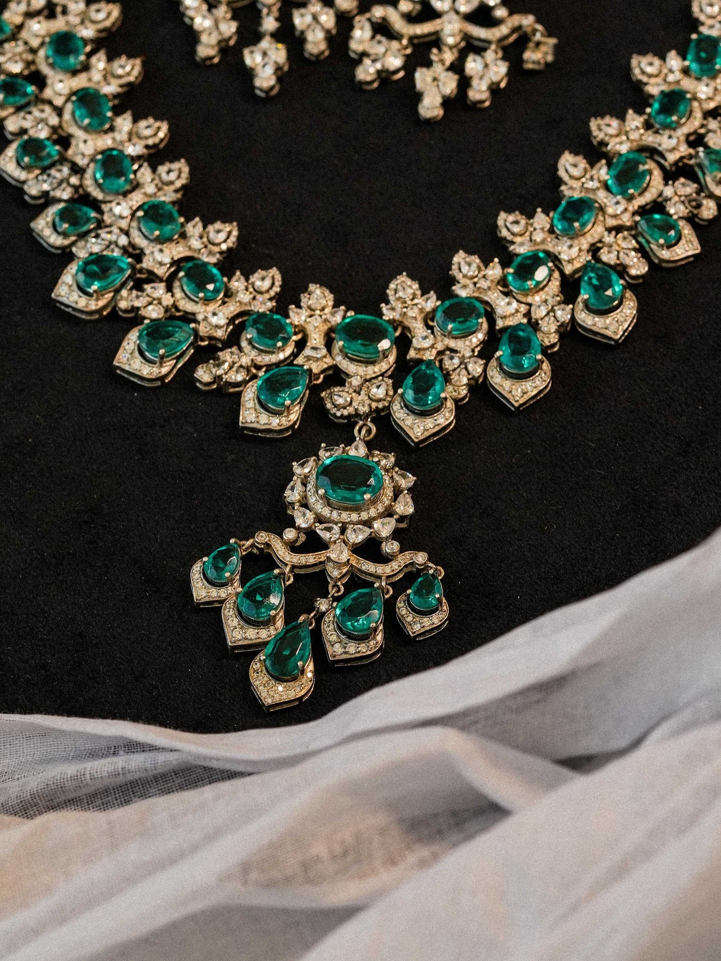 "925 Silver Moissanite Emerald Drop Necklace"