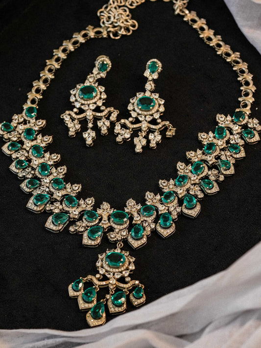 "925 Silver Moissanite Emerald Drop Necklace"