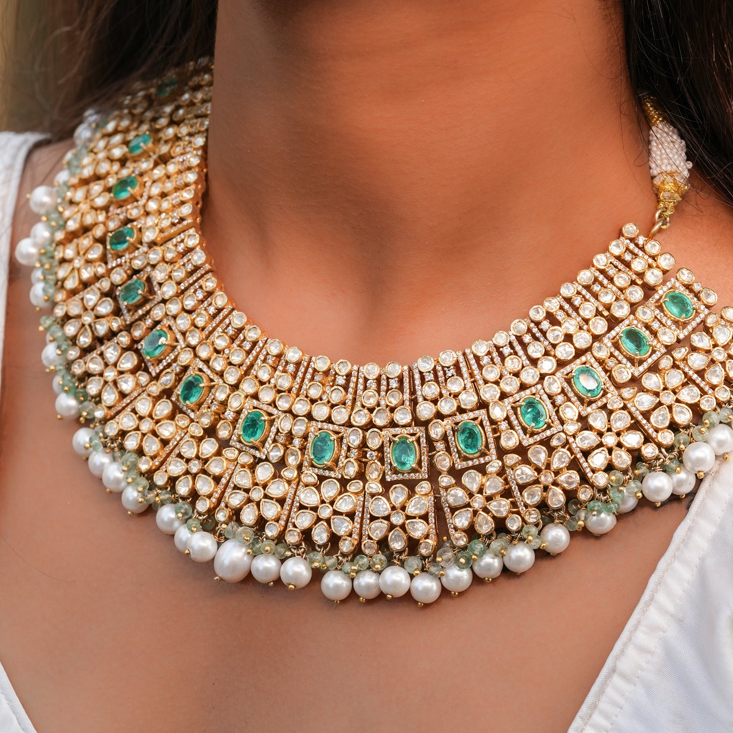 "925 Silver Moissanite Emerald Necklace"