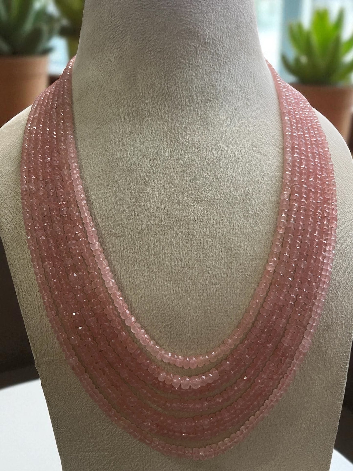Rose Quartz Faceted Bead Necklace