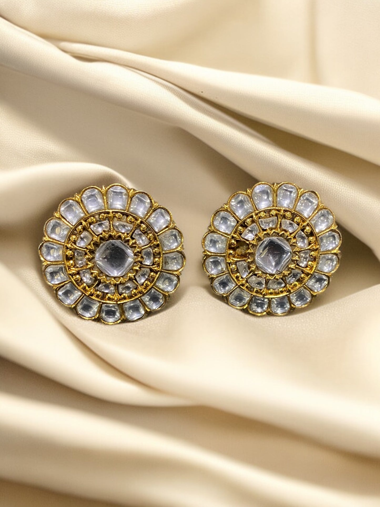 Heritage Polki Round Kundan Earrings