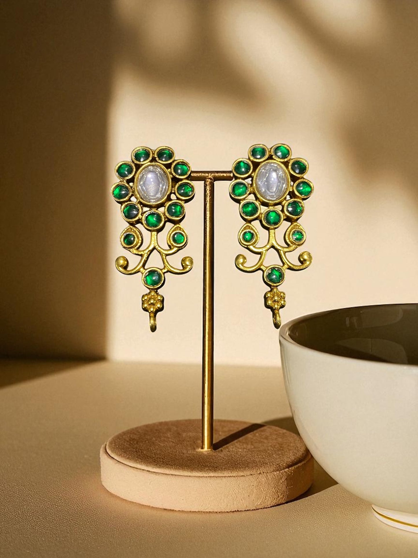 Kundan Polki Studs in Sterling Silver
