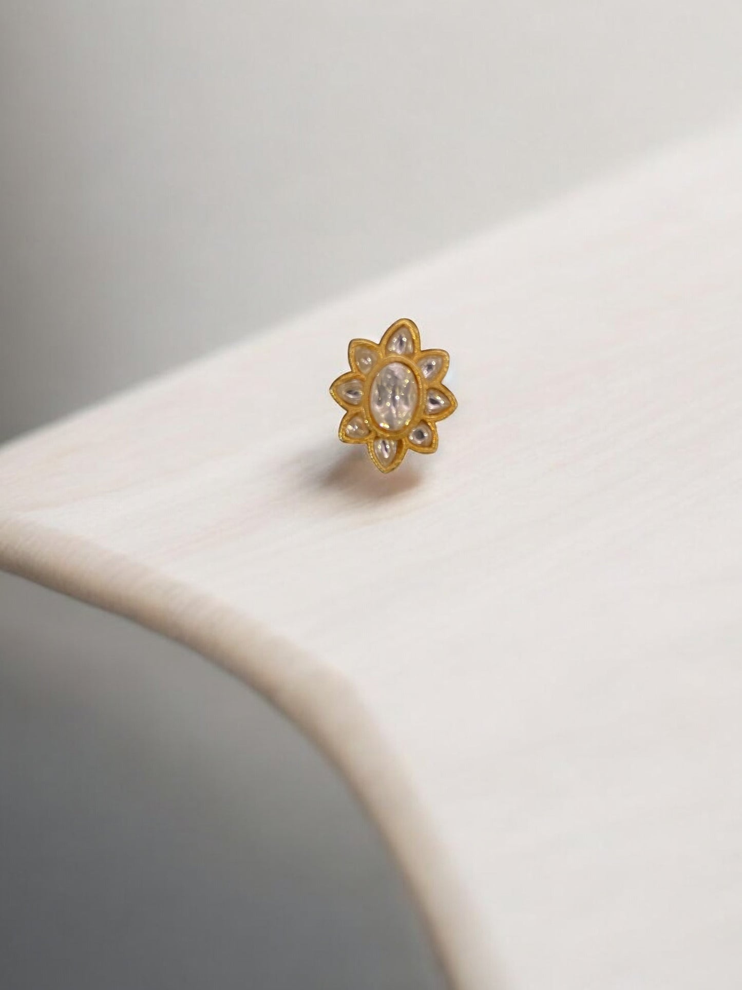 Classic Lotus Kundan Nose Stud