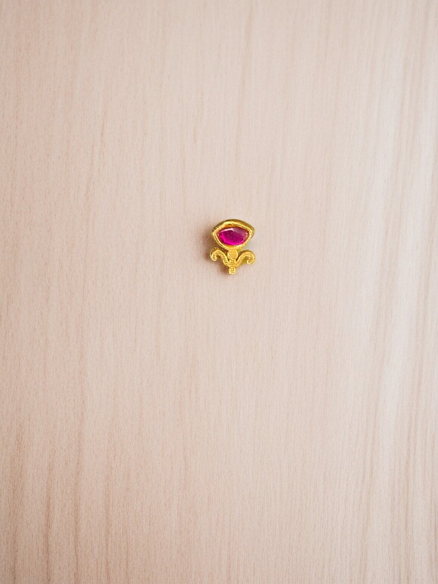 Ruby Pink Kundan Nose Pin