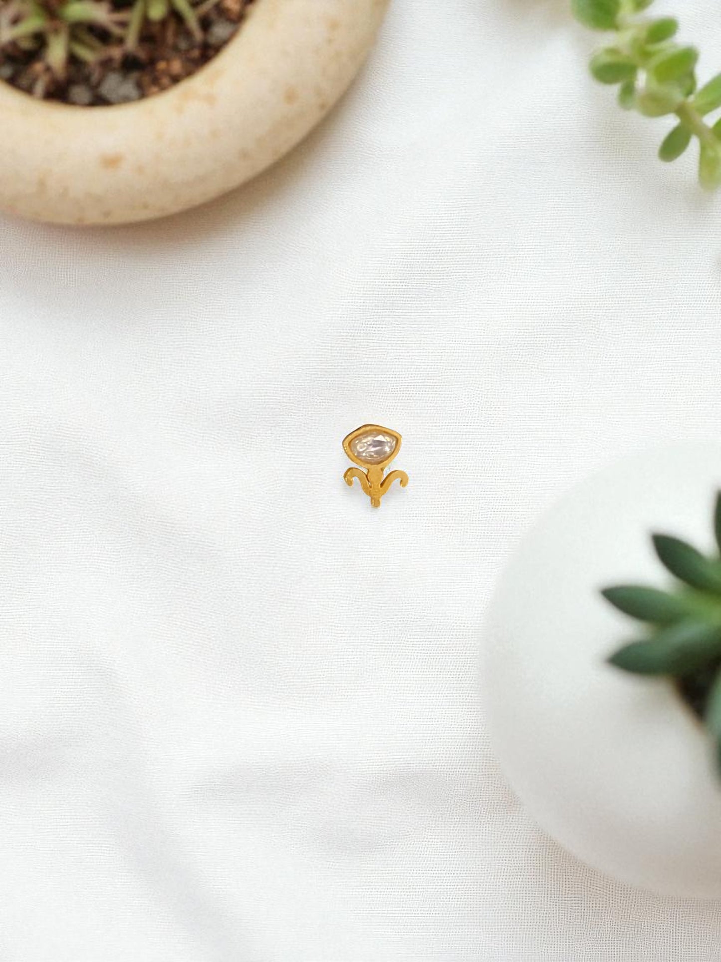 Kundan floral nose pins