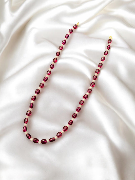 Ruby Beaded Strand Necklace