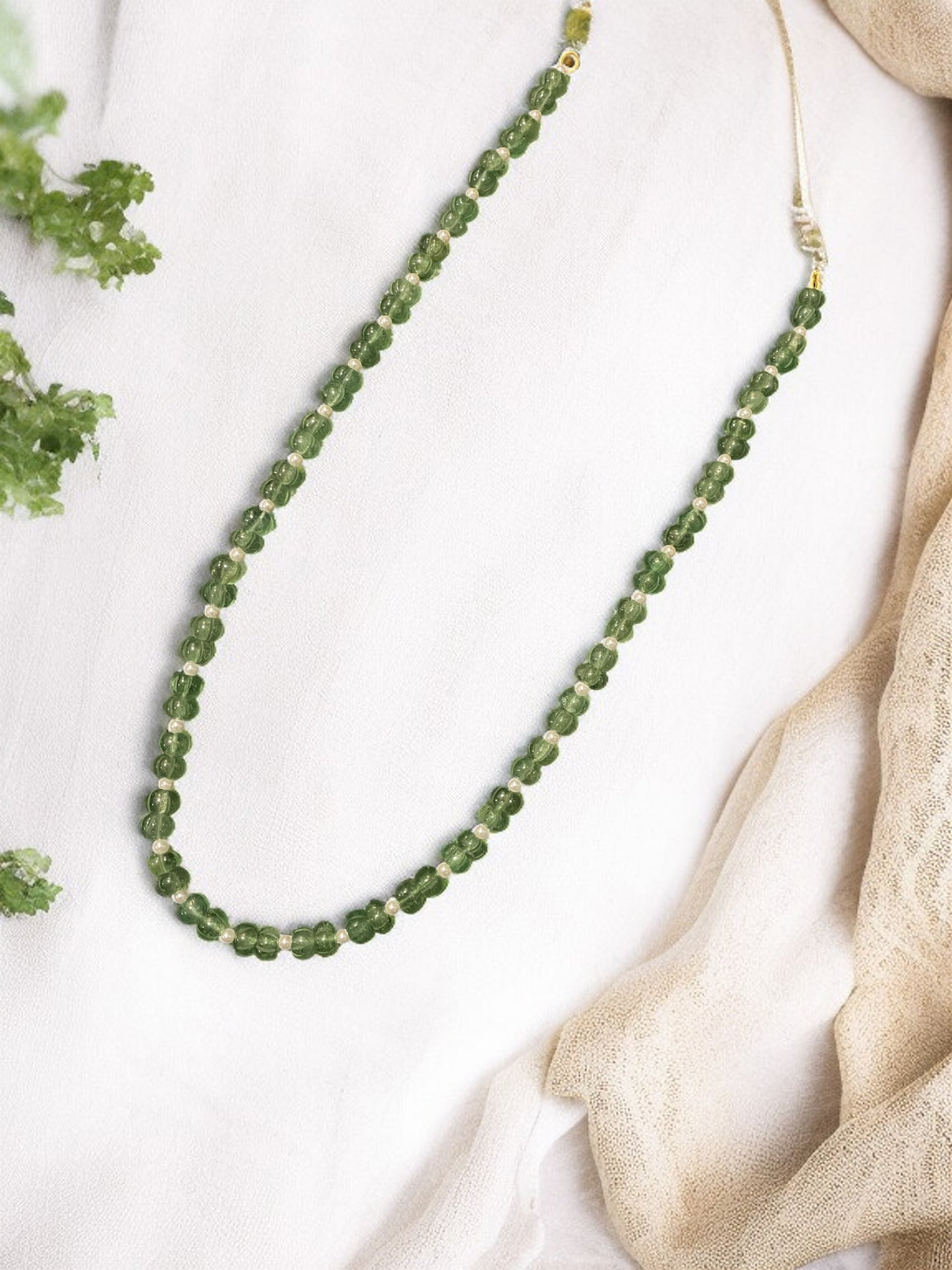 Green Emerald and Spacer Beaded Necklace