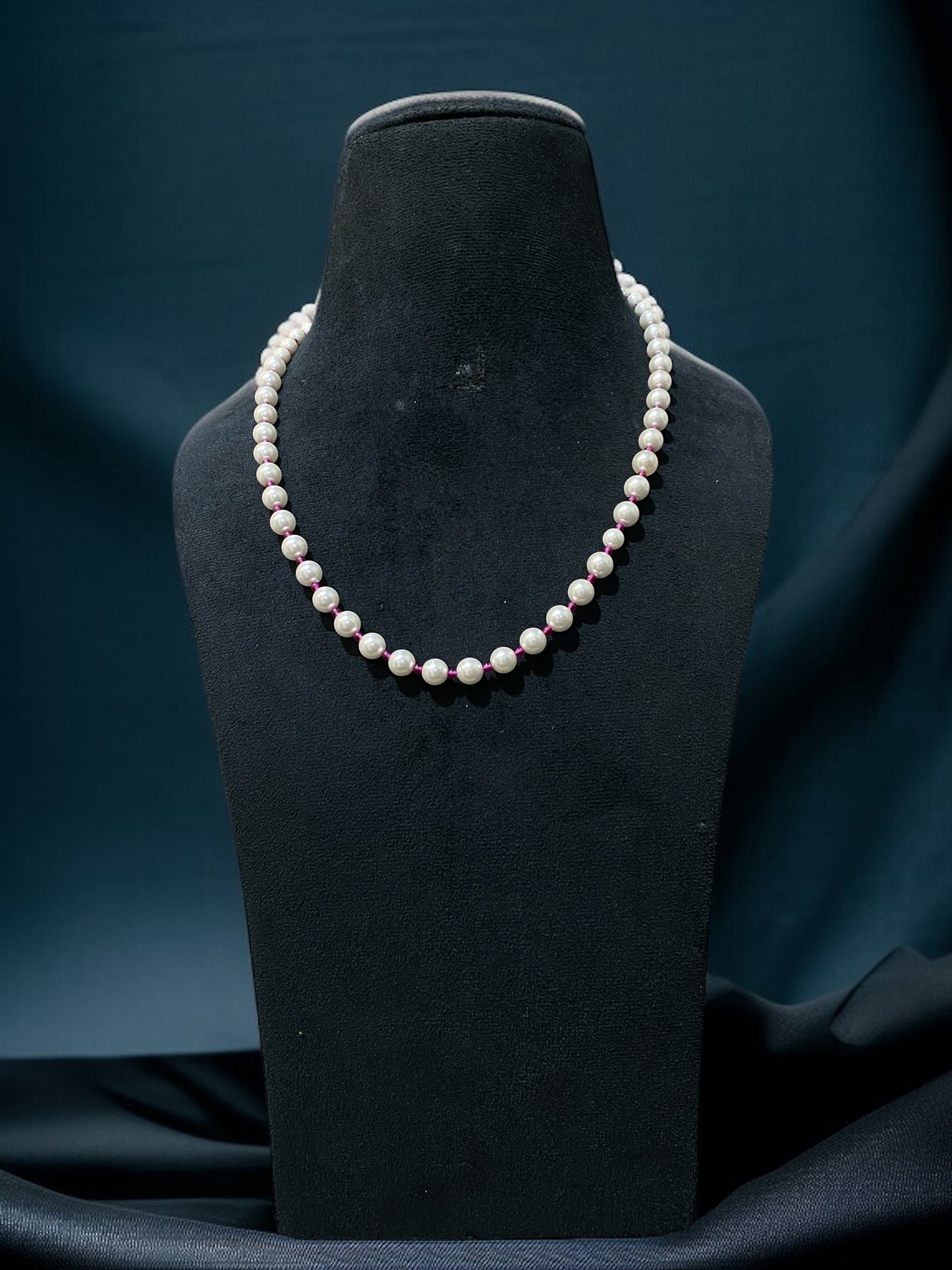 Pearl and Ruby Beaded Necklace