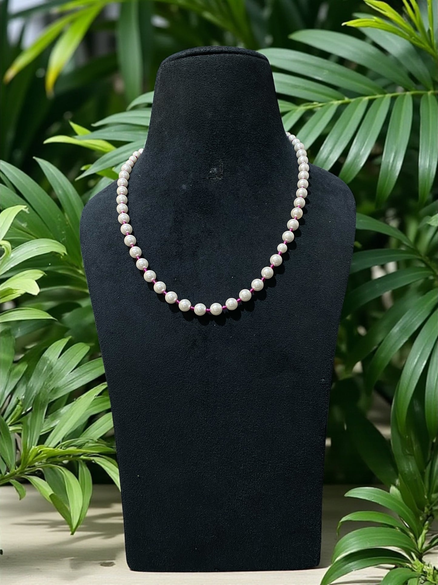 Pearl and Ruby Beaded Necklace