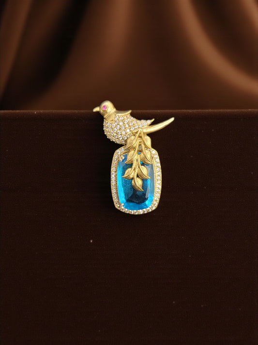 Moissanite Blue Gemstone Bird Pendant