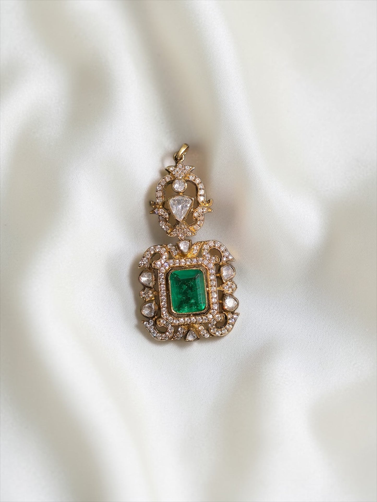Victorian Emerald-Cut Moissanite Heirloom Pendant