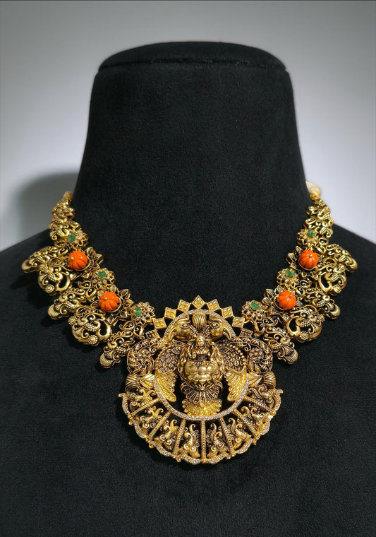 Antique 925 Silver Temple Goddess Necklace