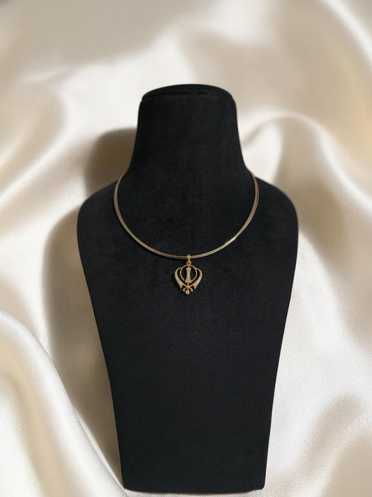 925 Silver Khanda Diamond Look Pendant