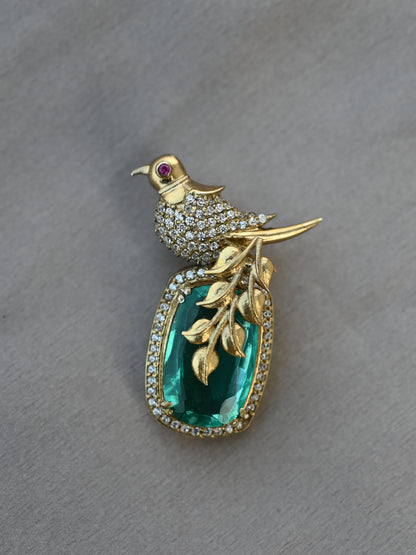 Moissanite Blue Gemstone Bird Pendant