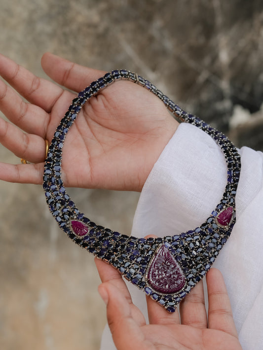 "Exquisite 925 Silver Diamond Necklace Set"