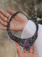 "Exquisite 925 Silver Diamond Necklace Set"