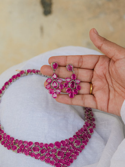 Handmade Ruby & Diamond Necklace Set