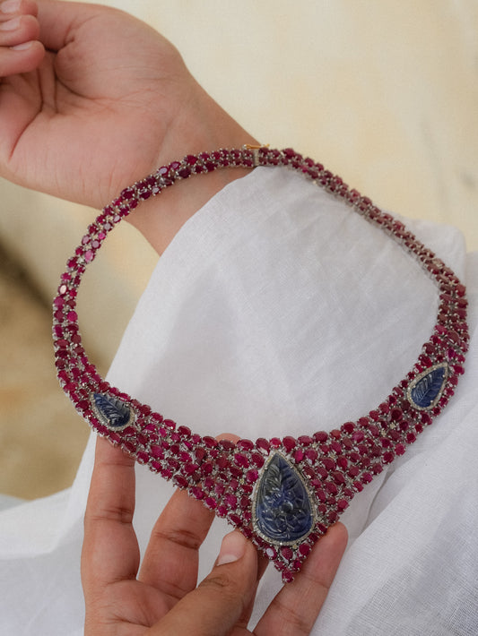 "925 Silver Diamond & Gemstone Necklace – Custom Handcrafted Jewelry"