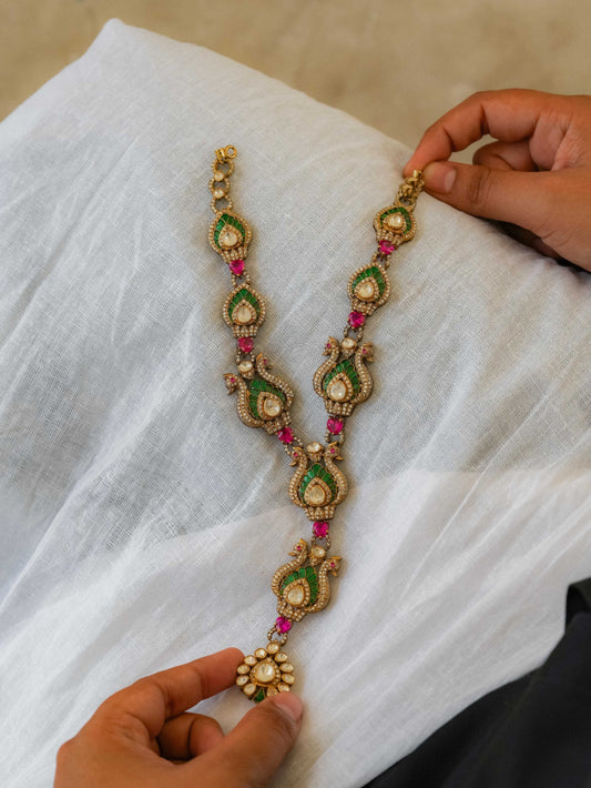 "925 Silver Moissanite Peacock Design Necklace"