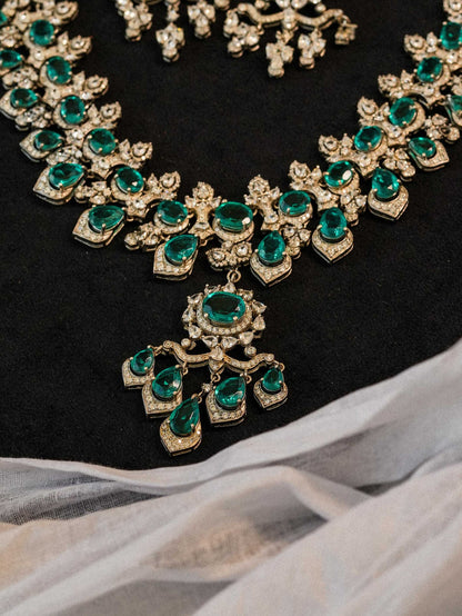 "925 Silver Moissanite Emerald Drop Necklace"