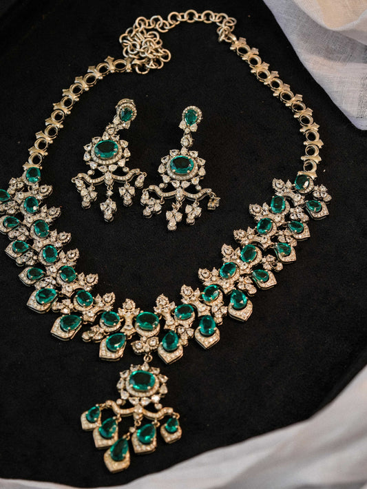 "925 Silver Moissanite Emerald Drop Necklace"