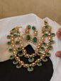 "925 Silver Moissanite Emerald Teardrop Necklace Set"