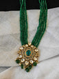 "925 Silver Moissanite Pendant with Emerald Bead Strings"