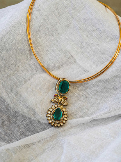 "Regal Emerald Drop Moissanite Pendant"