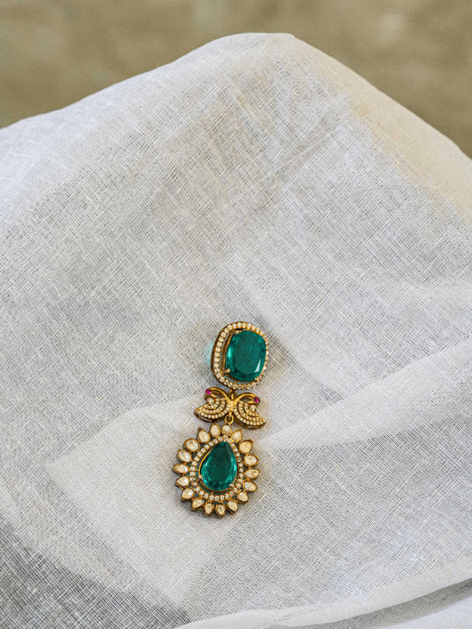 "Regal Emerald Drop Moissanite Pendant"