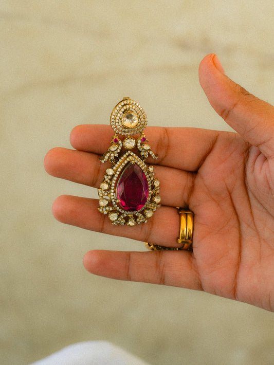 "Regal Ruby-Toned Moissanite Pendant"