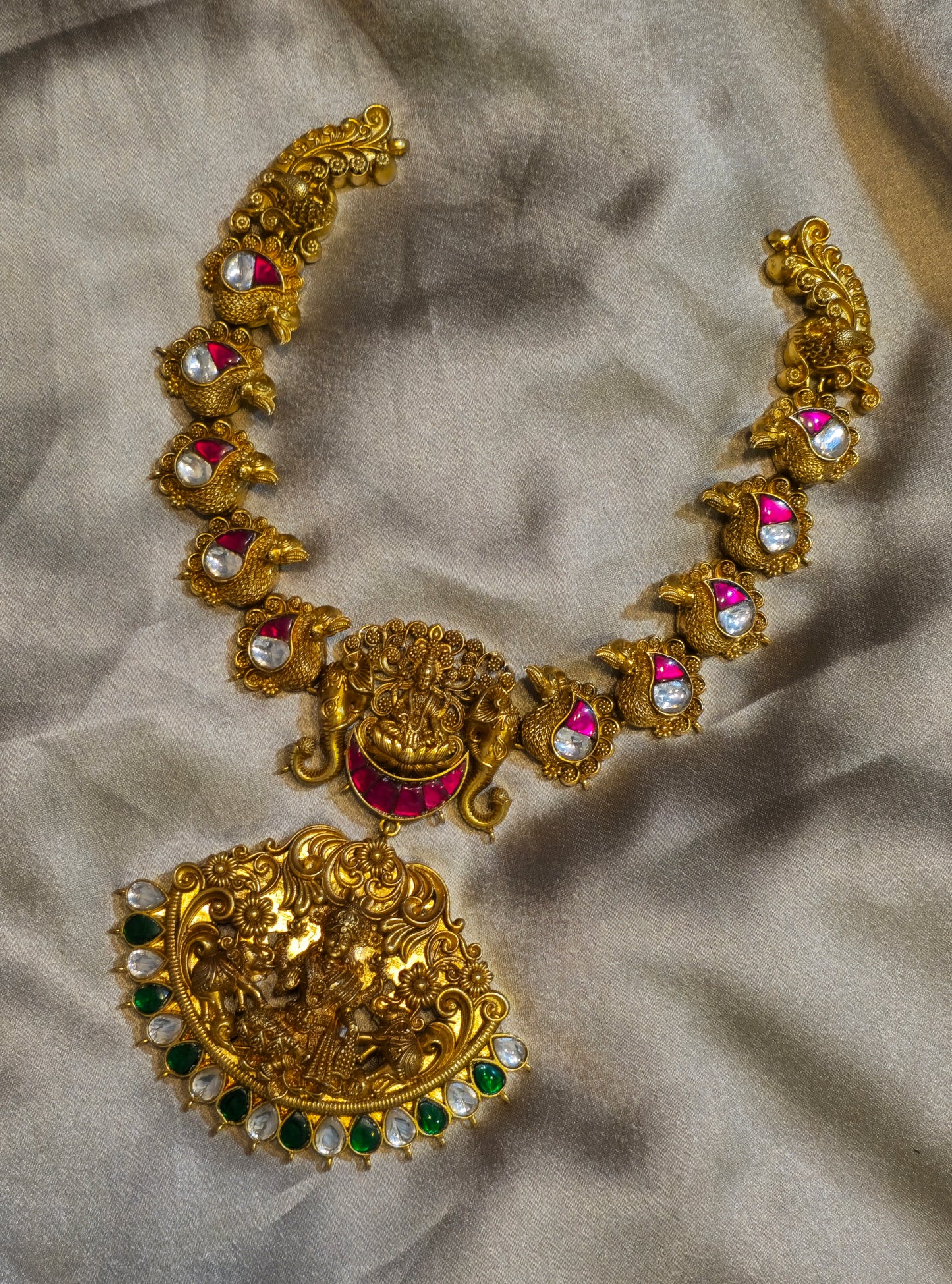 925 Silver Antique Lakshmi Nakshi Temple Necklace