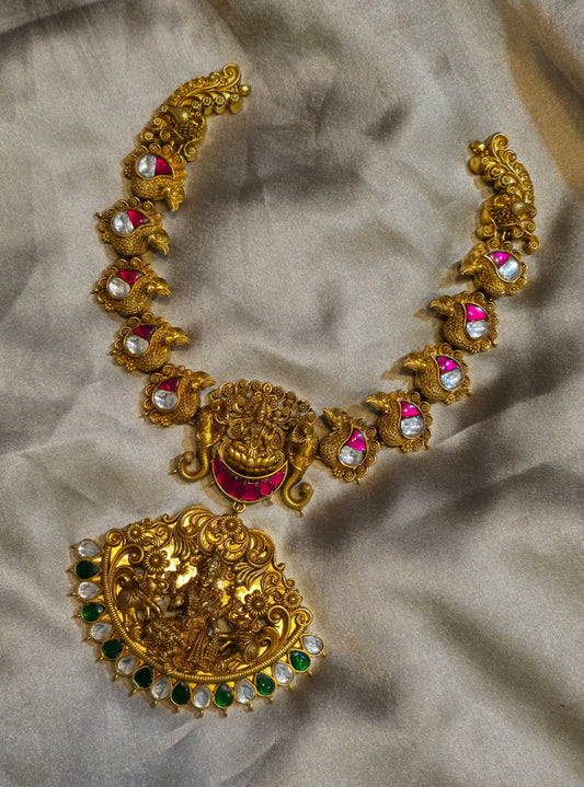 925 Silver Antique Lakshmi Nakshi Temple Necklace