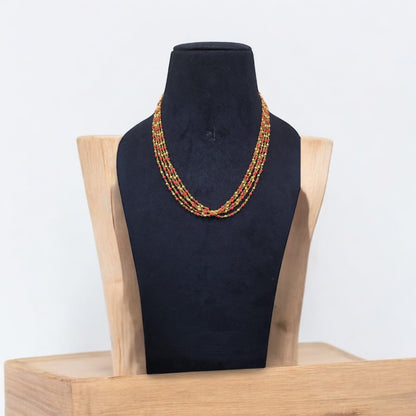 Multi-strand Coral and Gold Beaded Necklace