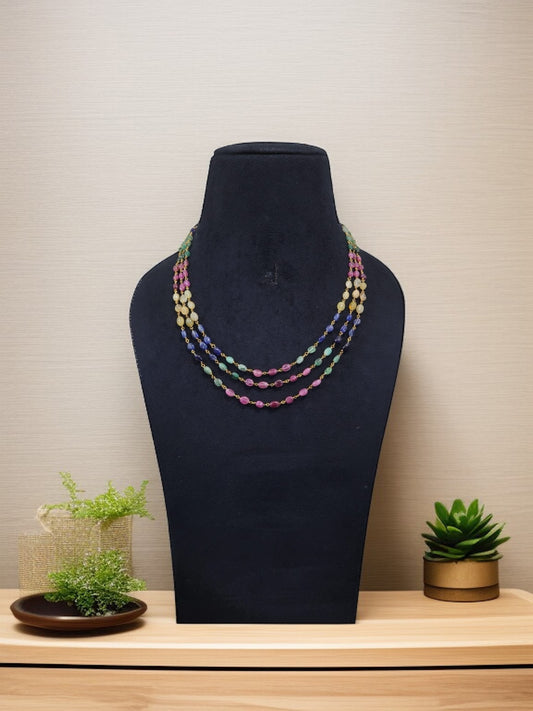 Multi-Colored Gemstone Beaded Necklace
