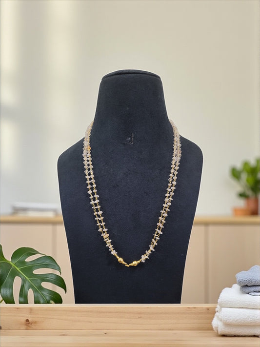 Crystal Cut Beads Mala with Gold Accents