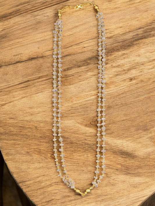 Crystal Cut Beads Mala with Gold Accents