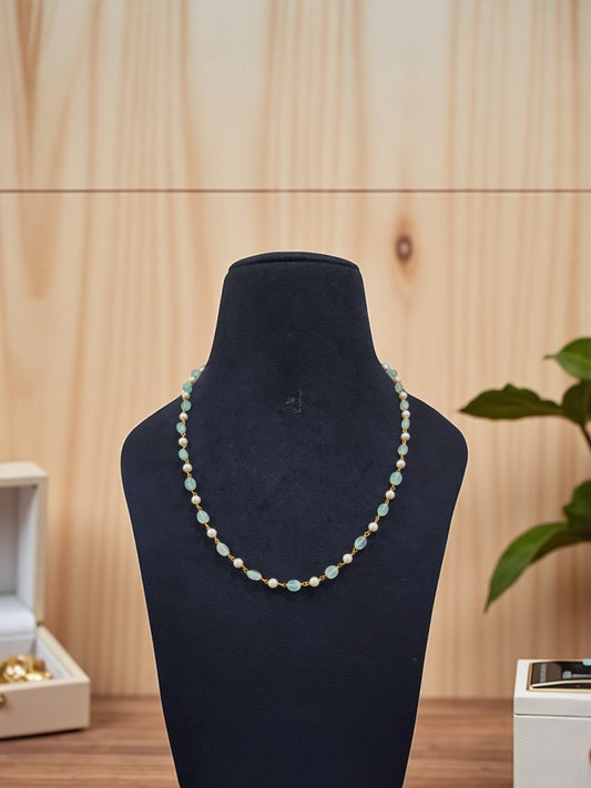 Green Aventurine and Pearl Necklace