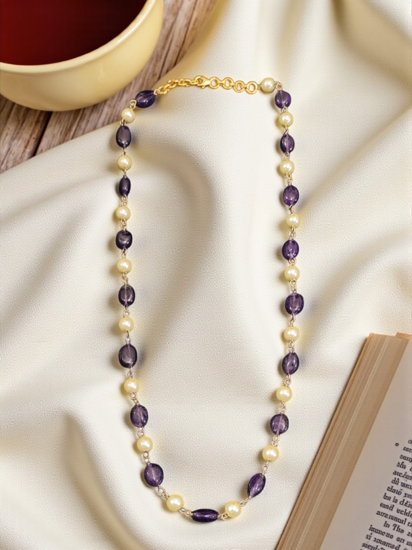Amethyst and Pearl Beaded Necklace