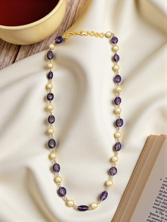 Amethyst and Pearl Beaded Necklace