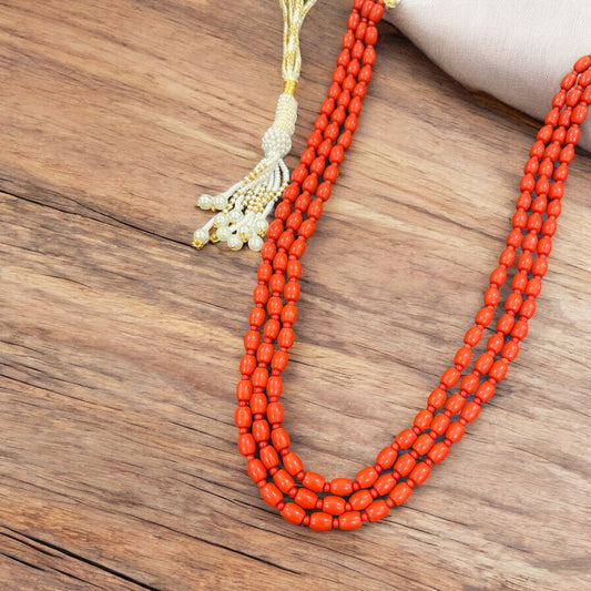 Three-Strand Red Coral Necklace
