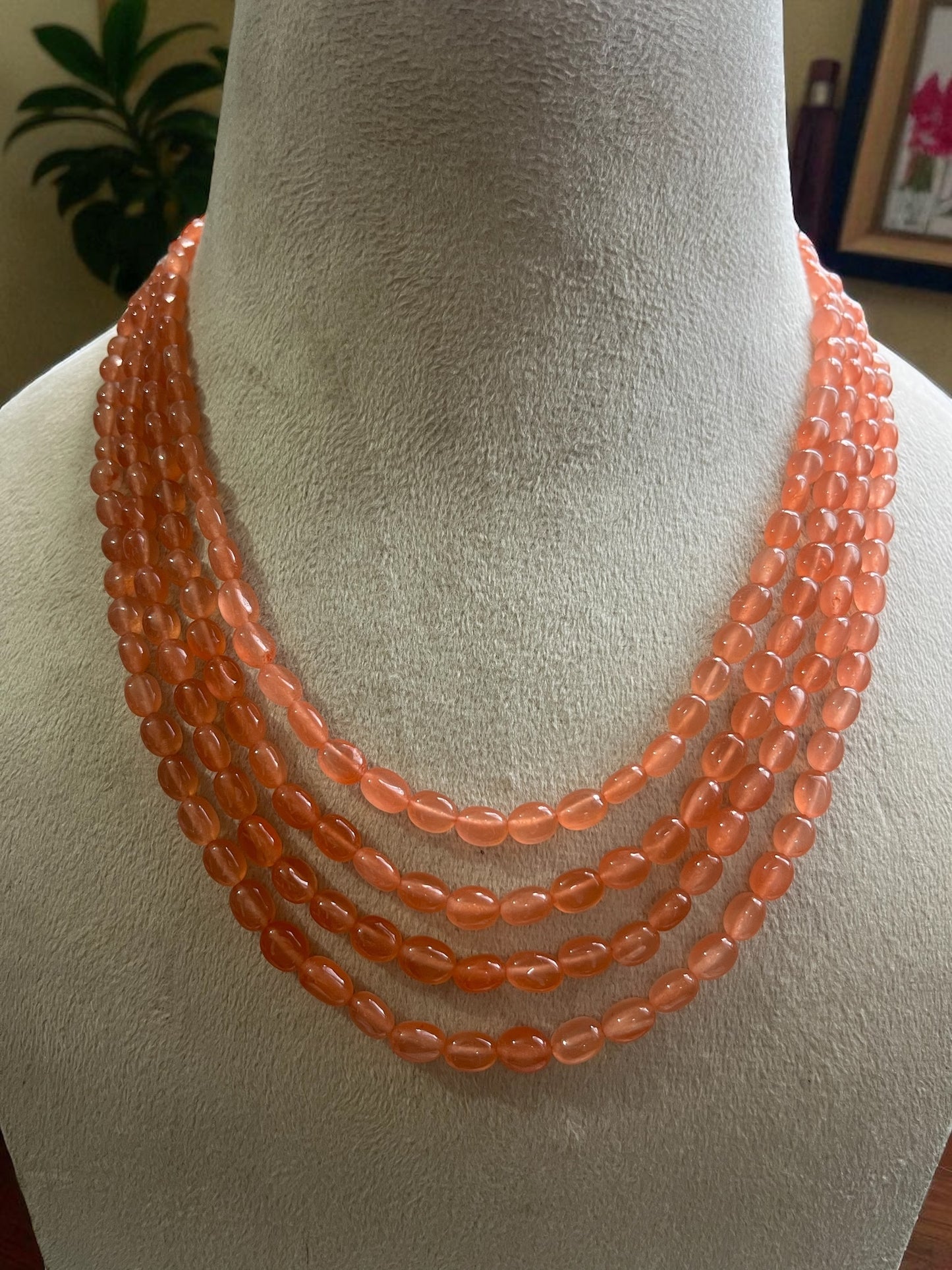 Multi-Strand Sunstone Beaded Necklace