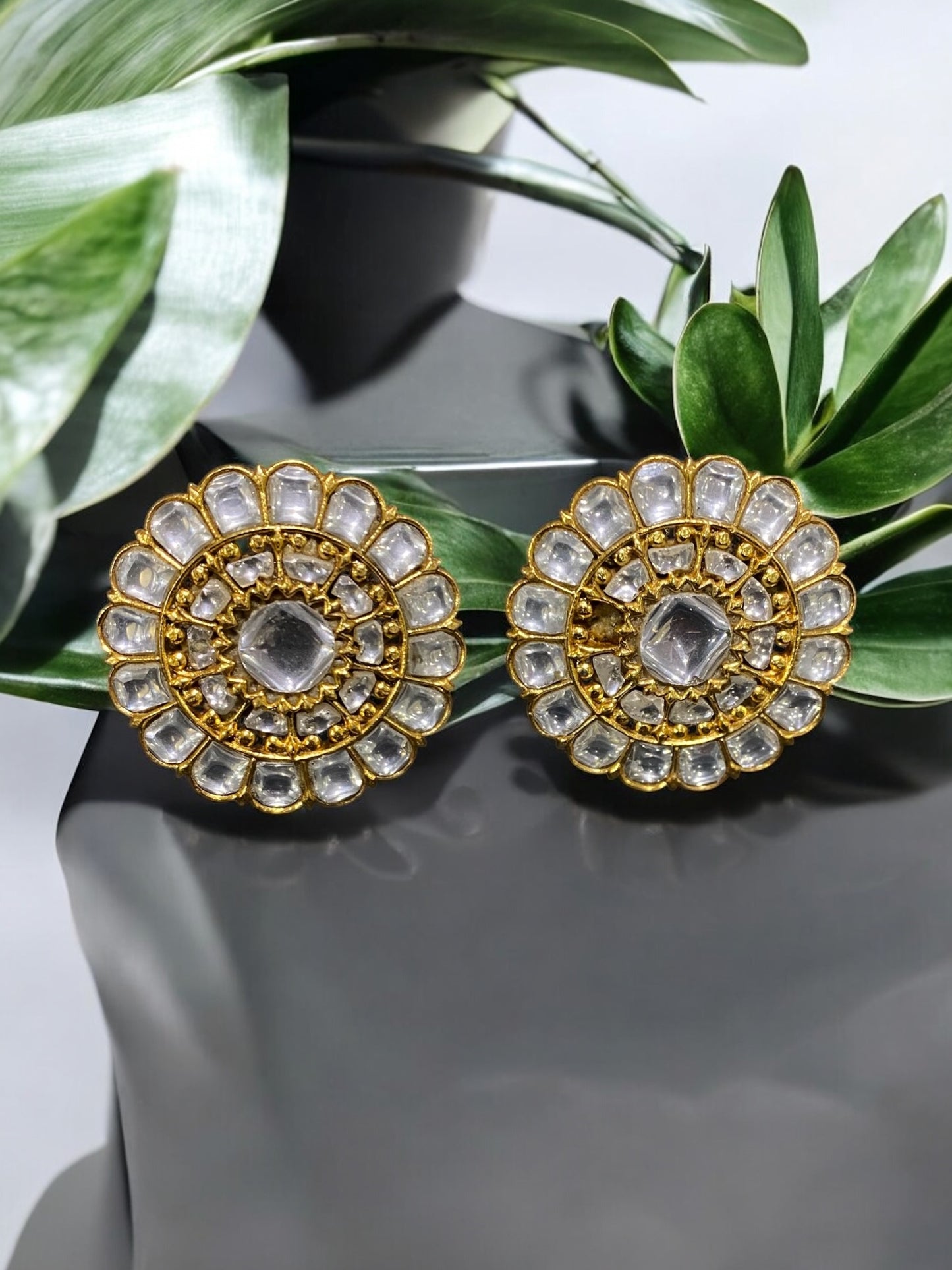 Heritage Polki Round Kundan Earrings