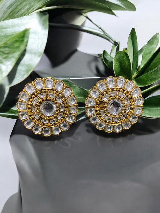 Heritage Polki Round Kundan Earrings
