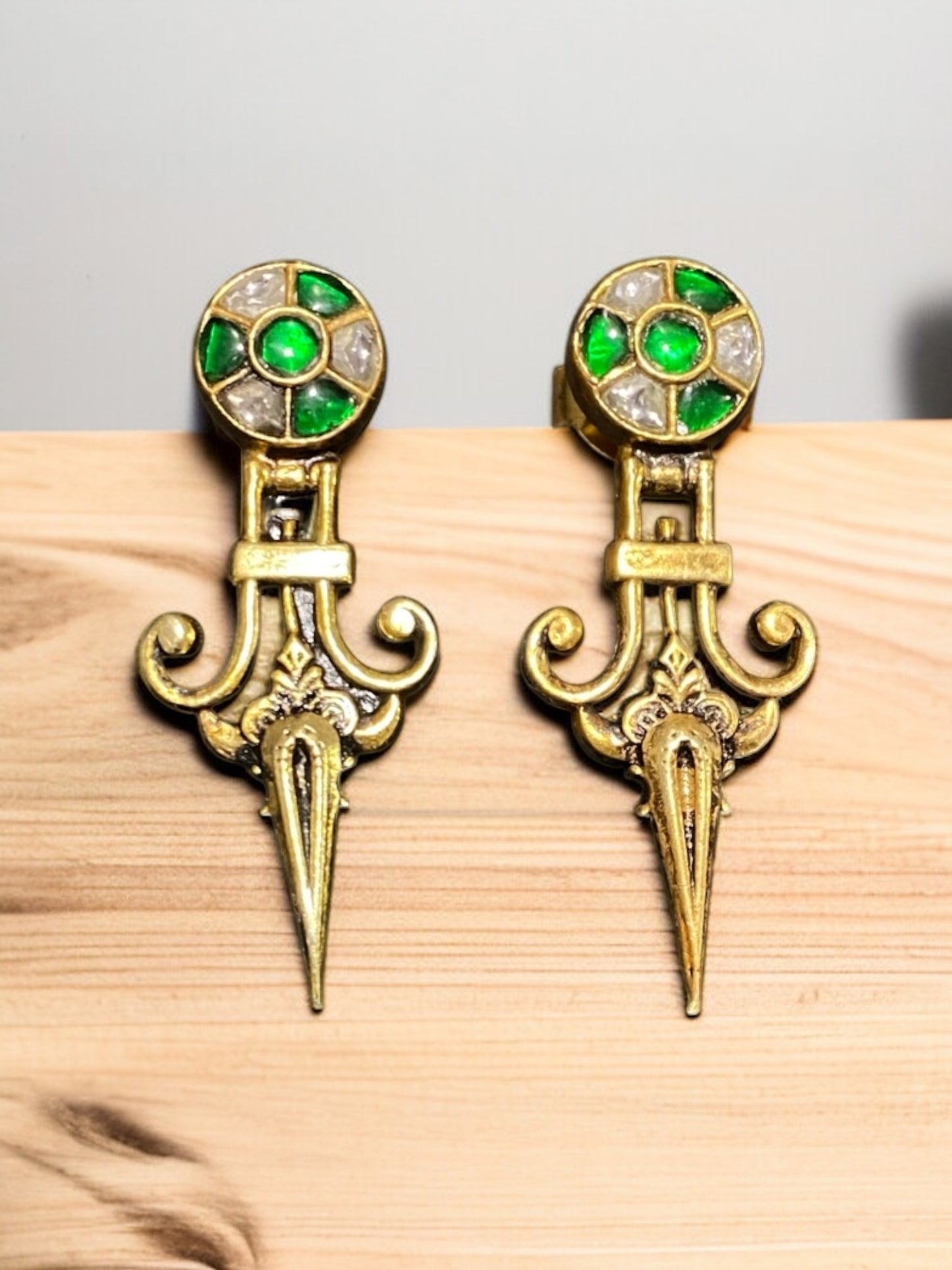 Handcrafted 925 Silver Kundan Drop Earrings