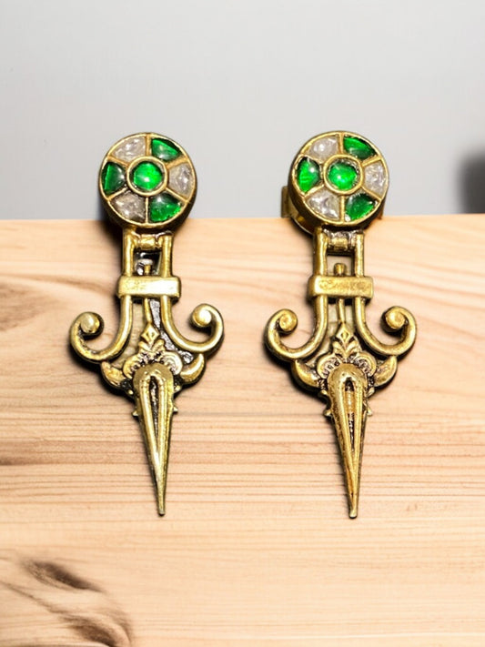 Handcrafted 925 Silver Kundan Drop Earrings